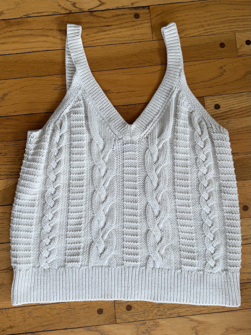 Banana Republic Cream Cable-Knit V-Neck Tank